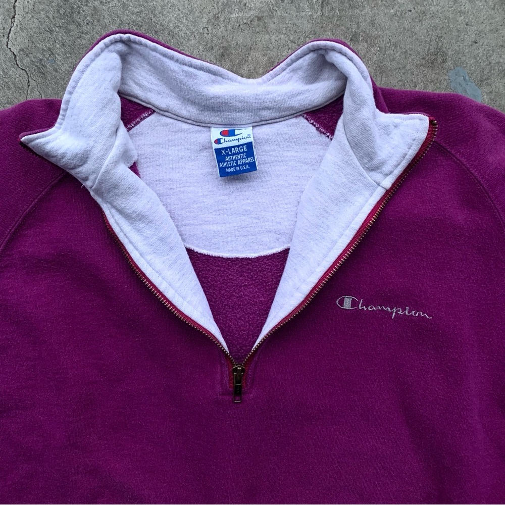 Vintage Champion Quarter Zip Magenta Sweatshirt
